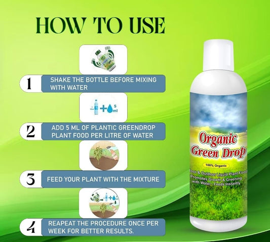 Organic Green Drop Plant Food Liquid Fertilizer For Plant Growth & Greening Pack of 1